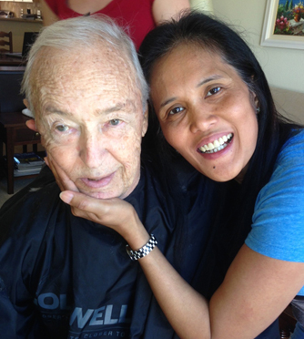 Coral Tree caregiver Cristina and one of our beloved clients Dick Church